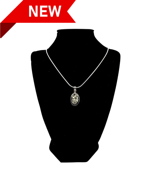 Oval Pyrite Pendant Necklace