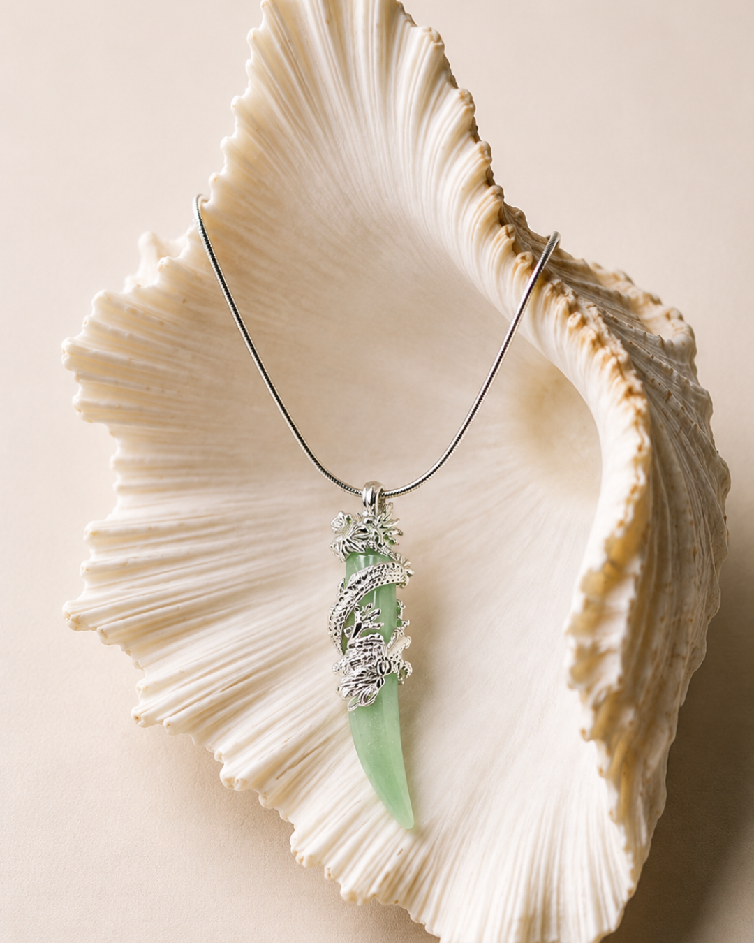 Green Aventurine Dragon Tooth Pendant