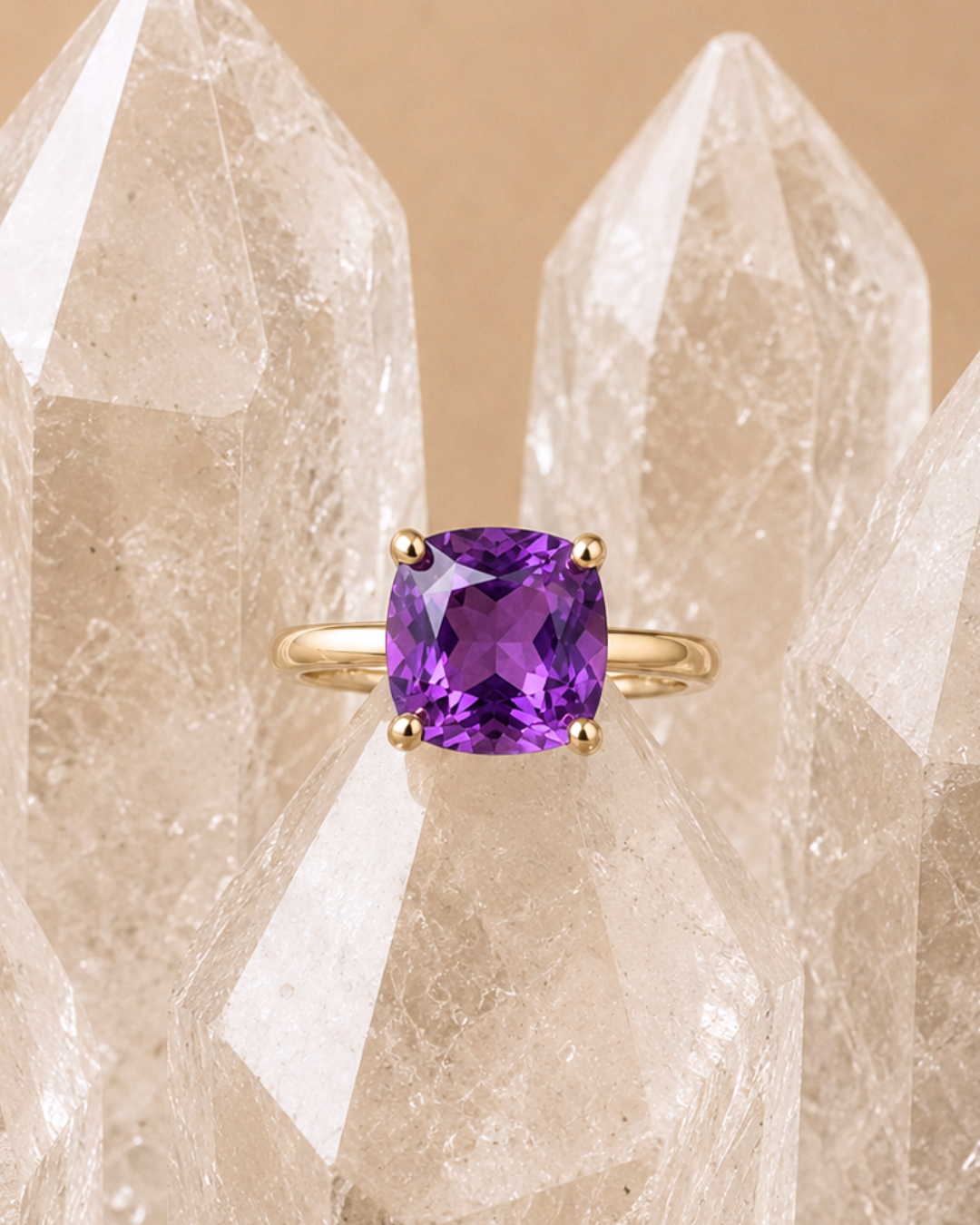 Cushion Cut Amethyst Ring - Size 10