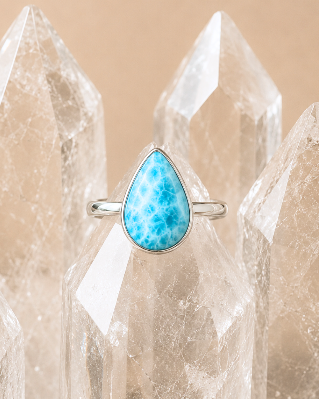 Pear Cut Larimar Ring – Size 8