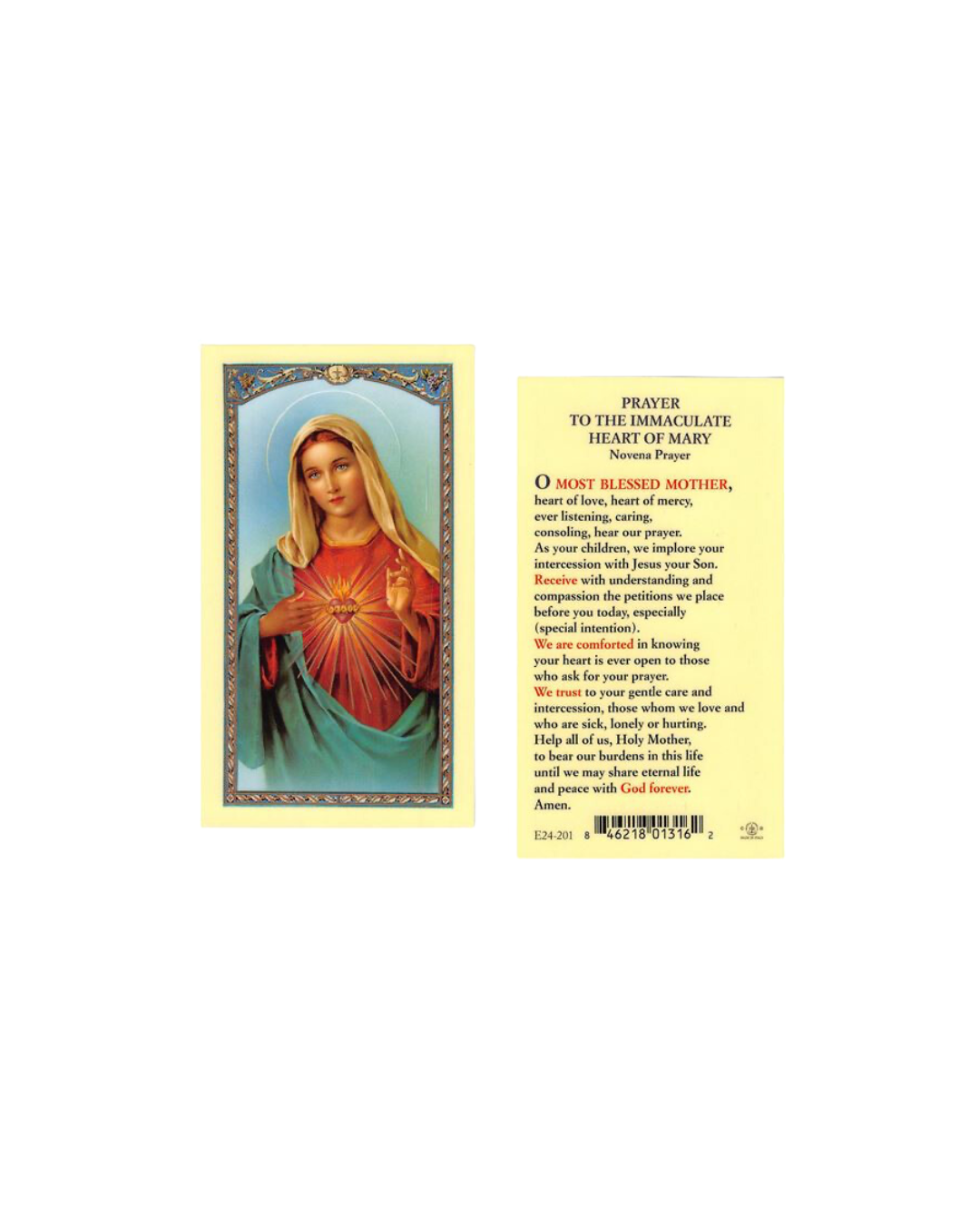 Immaculate Heart of Mary Prayer Card – Stella Maris Readings