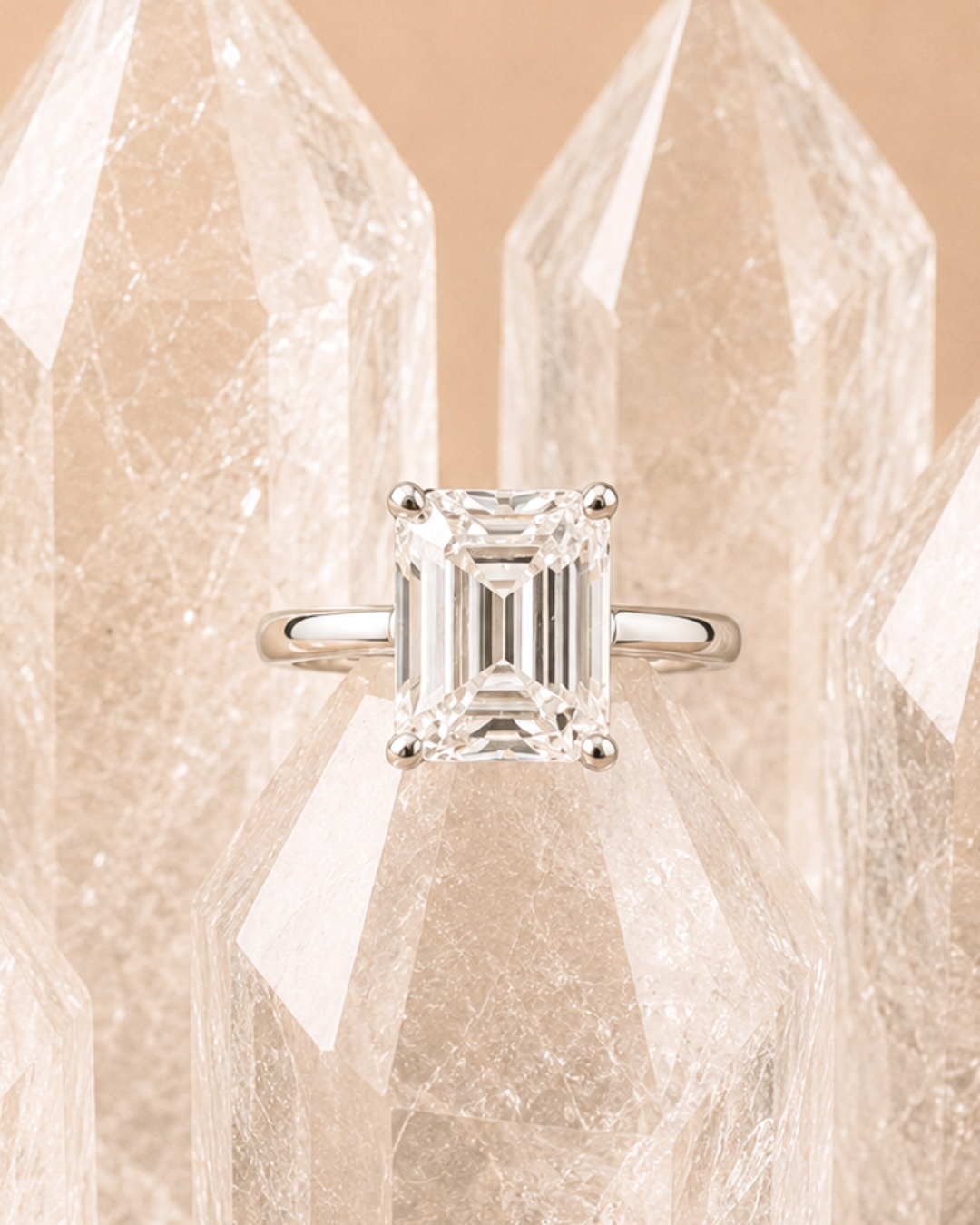 Square Clear Quartz Ring - Sizes 6 & 7