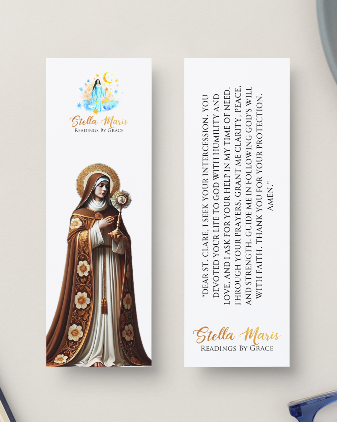 St. Clare Bookmark with Prayer