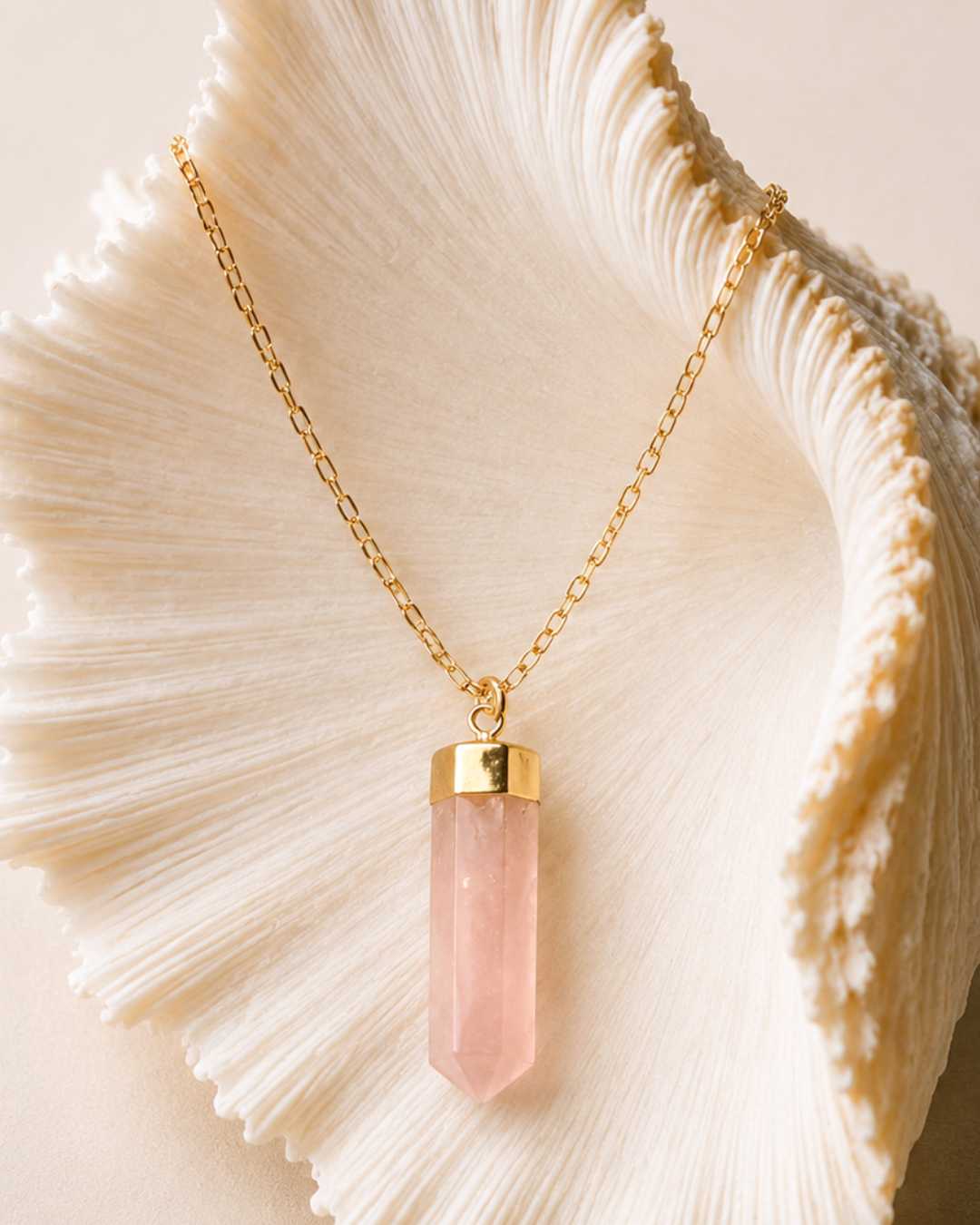 Rose Quartz Pendant with Necklace