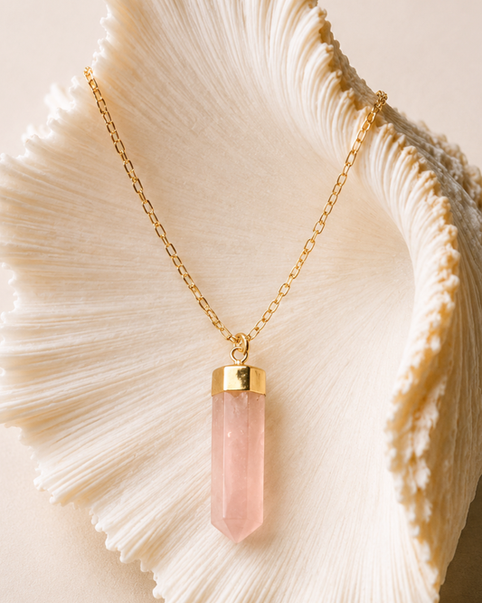 Rose Quartz Pendant with Necklace