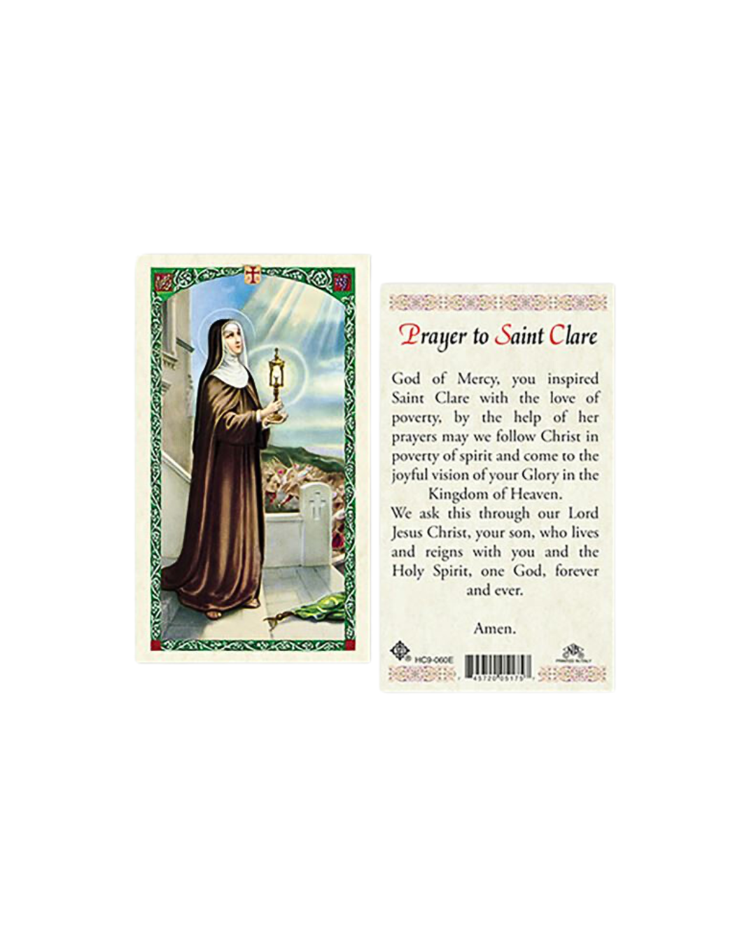 St. Clare Prayer Card