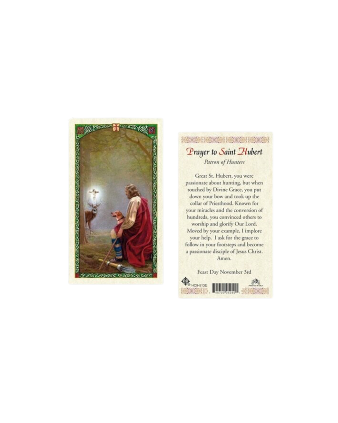 St Hubert Prayer Card