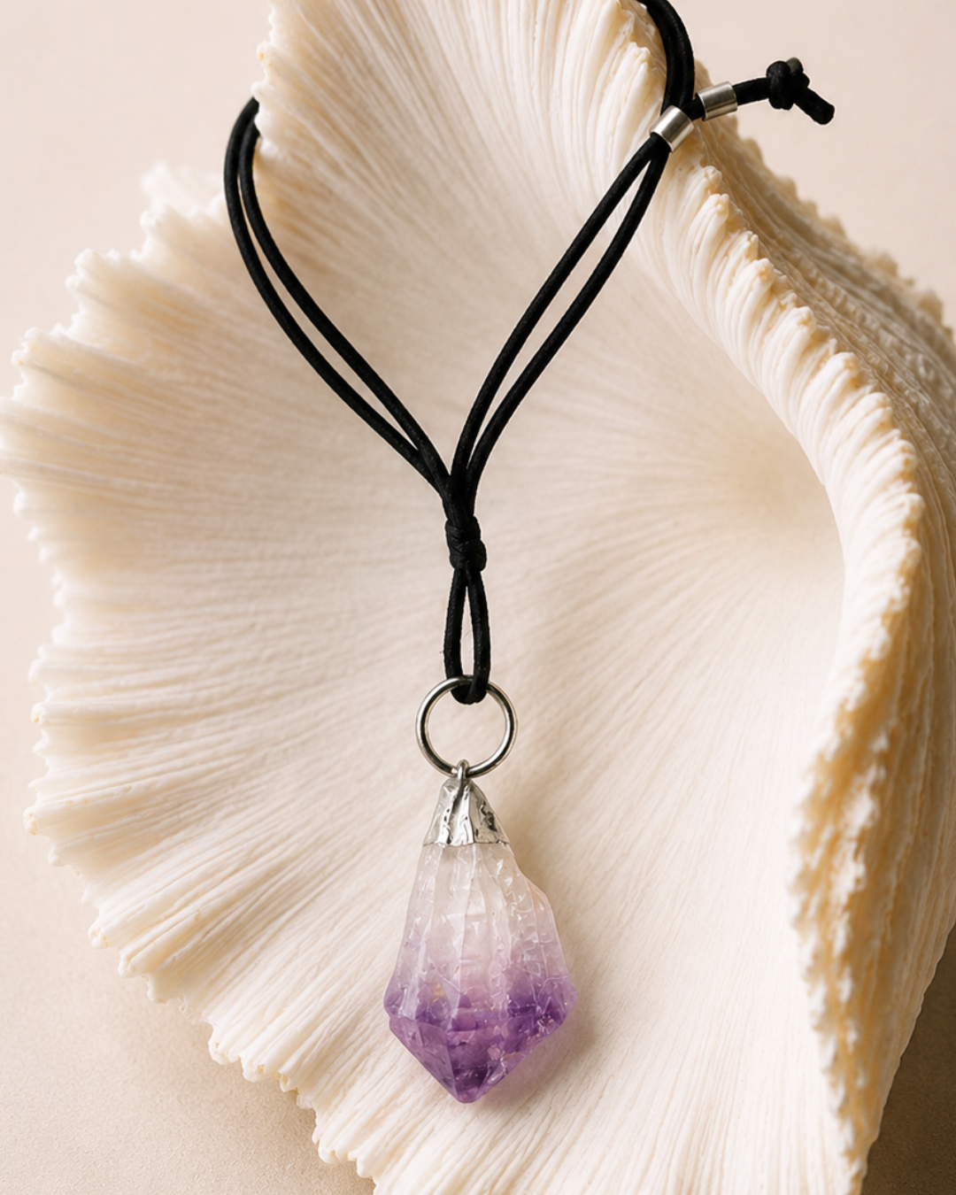 Raw Amethyst Pendant with Necklace