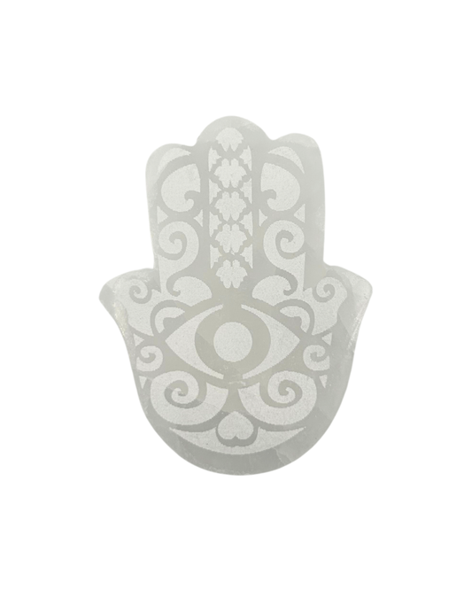 Selenite Designed Hand of Fatima