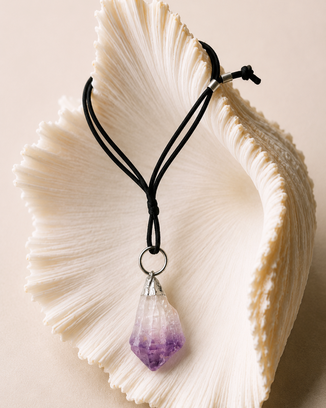 Raw Amethyst Pendant with Necklace