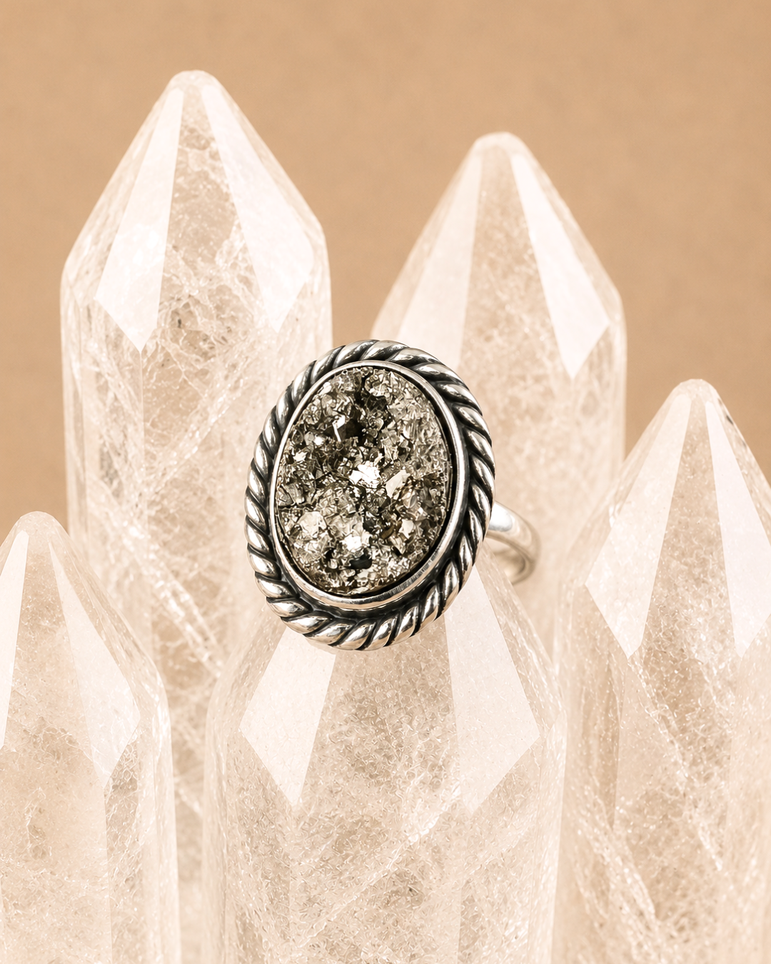 Oval Pyrite Rings