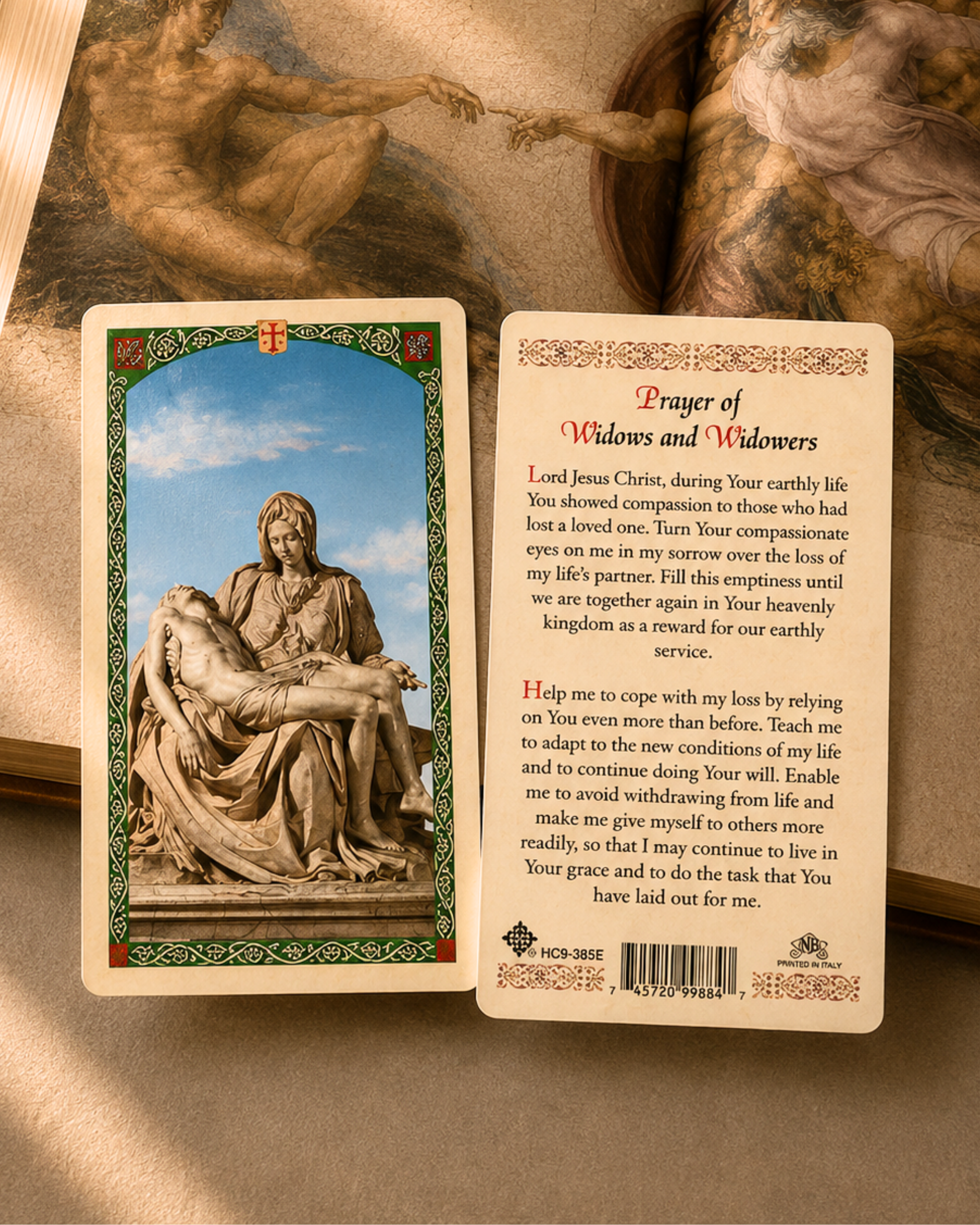 La Pieta, Widows and Widowers Prayer Card