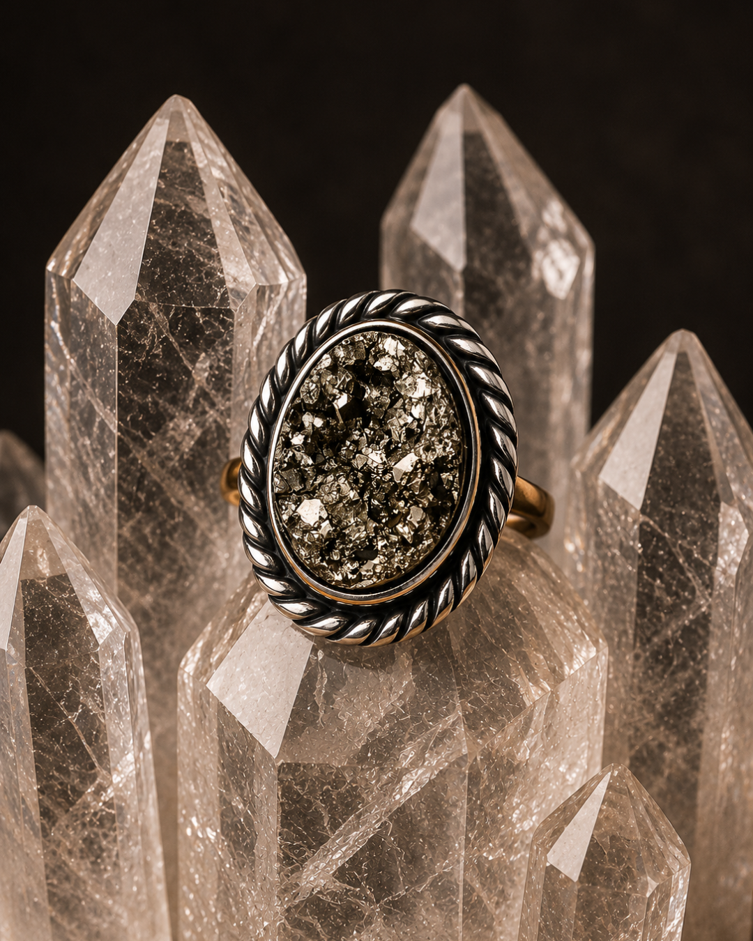 Oval Pyrite Rings