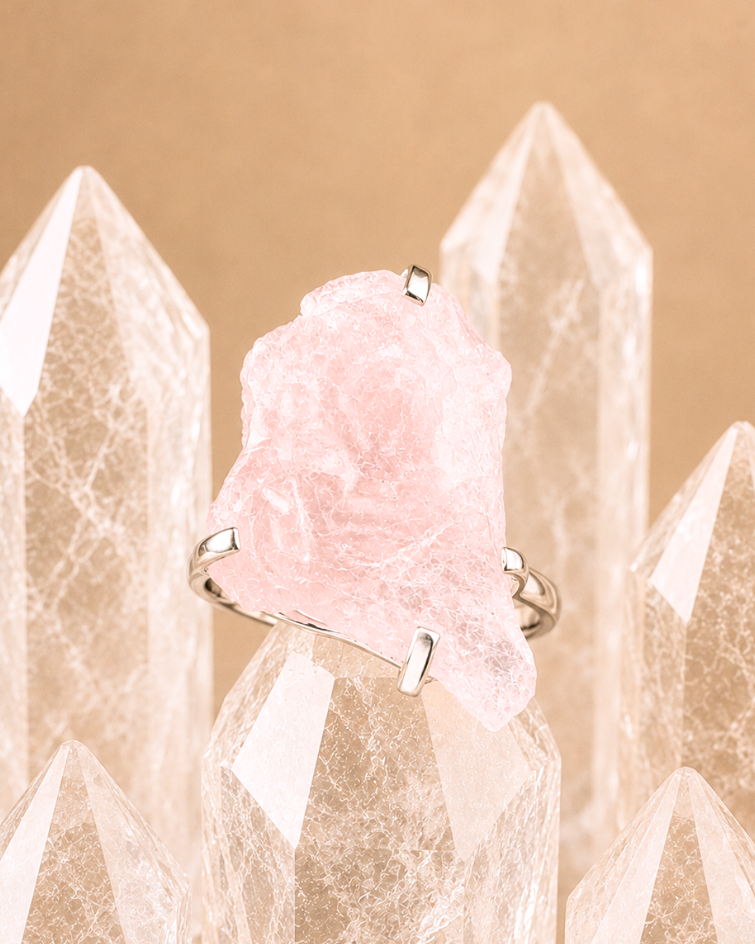 Adjustable Rose Quartz Rings