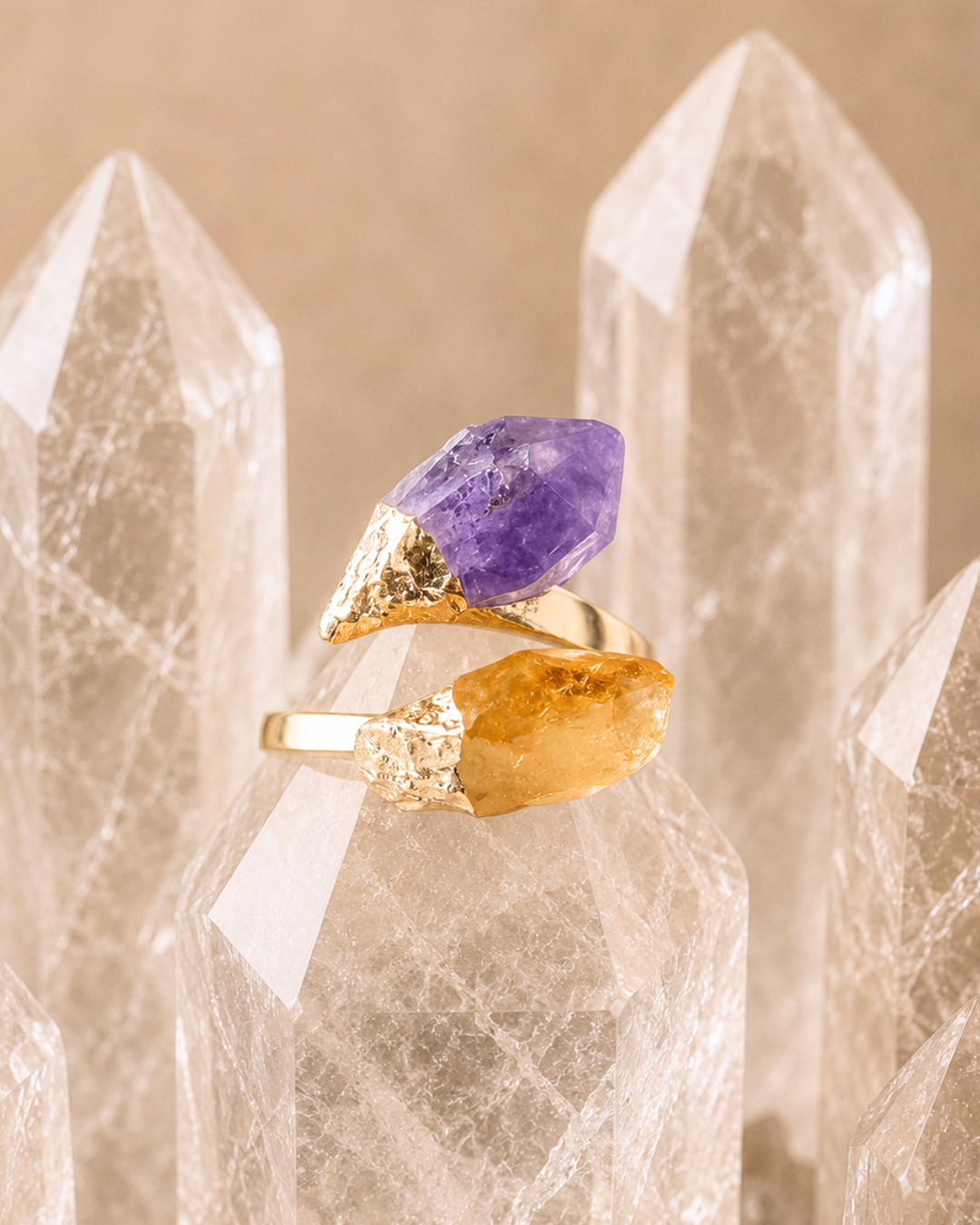 Adjustable Citrine & Amethyst Rings