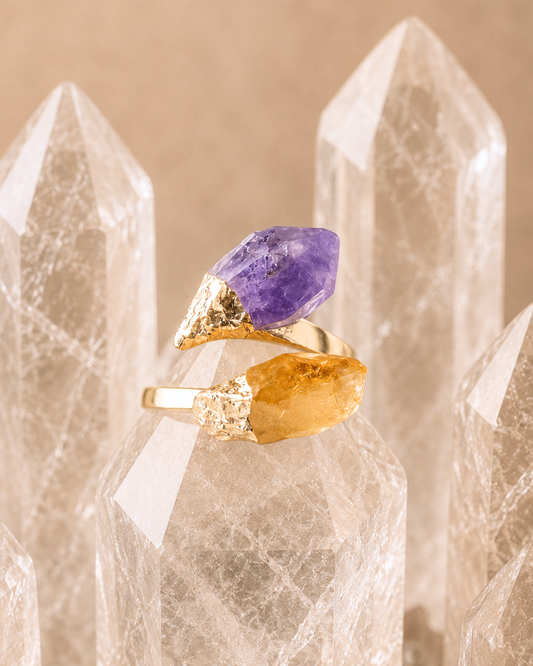 Adjustable Citrine & Amethyst Rings