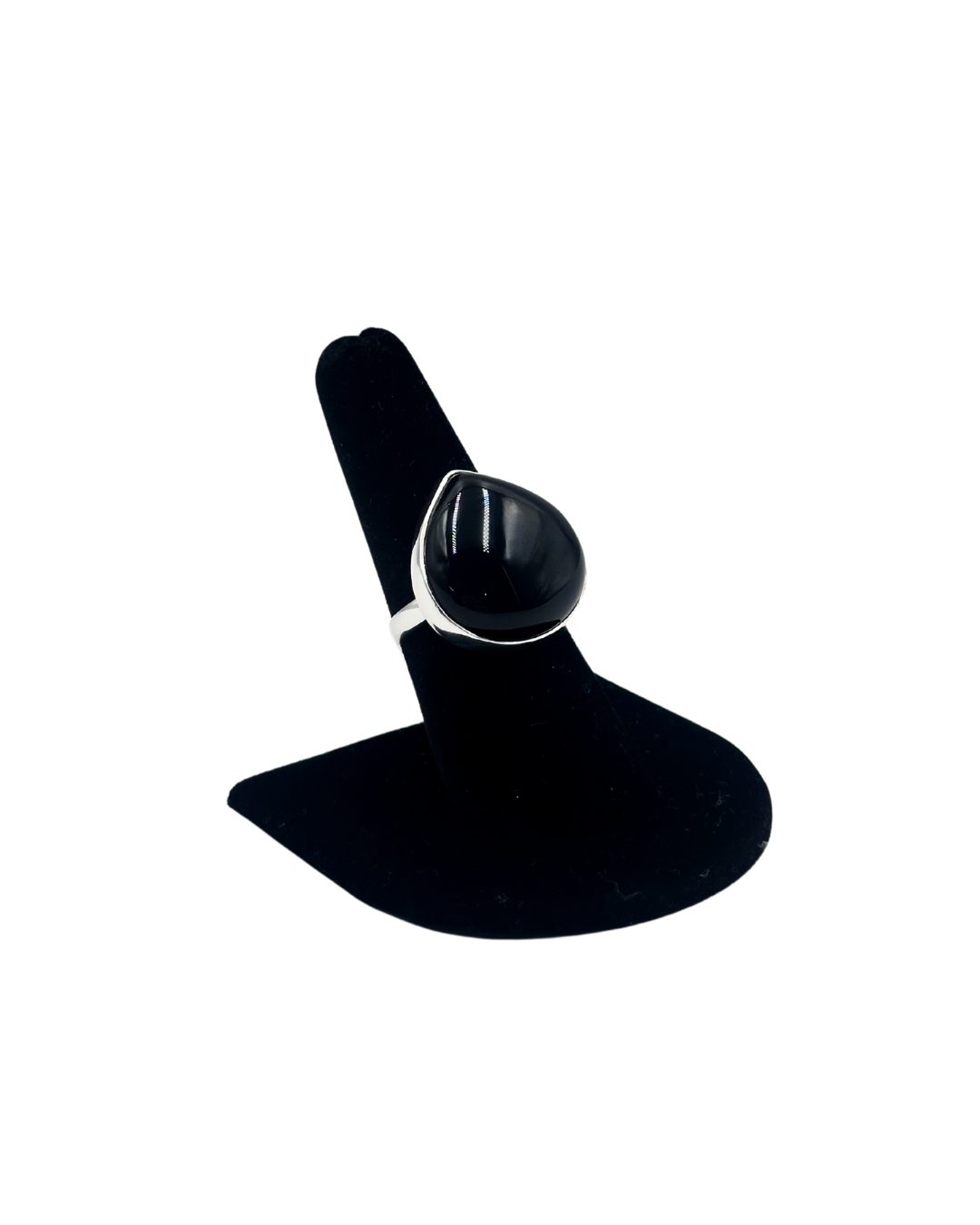 Round Pointed Onyx Ring - Size 7