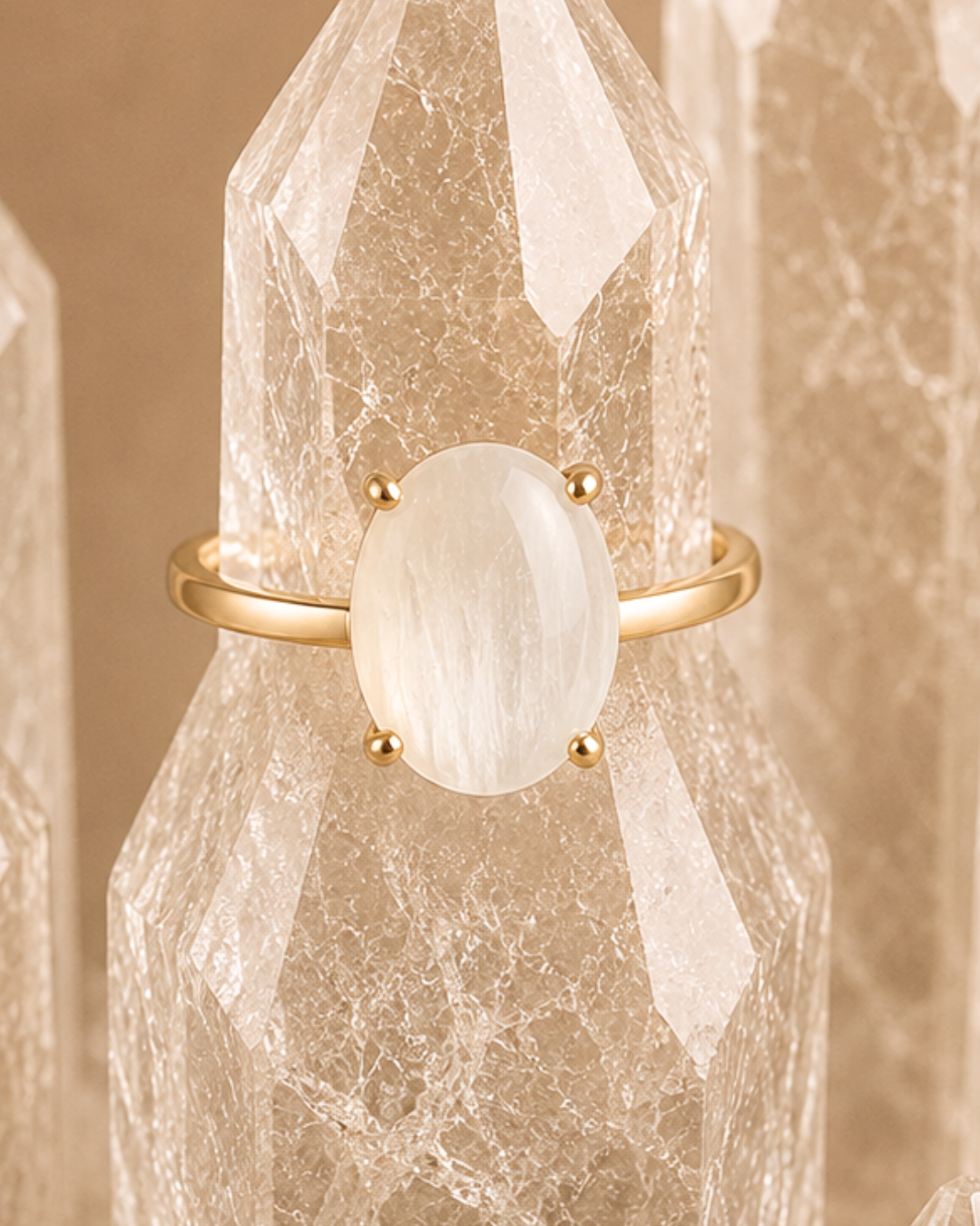 Oval Selenite Rings - Sizes 7, 8, 9 & 10