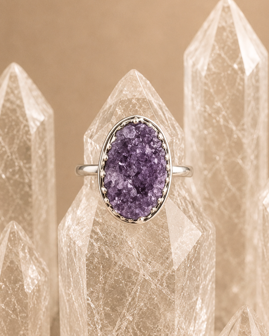 Adjustable Oval Amethyst Cluster