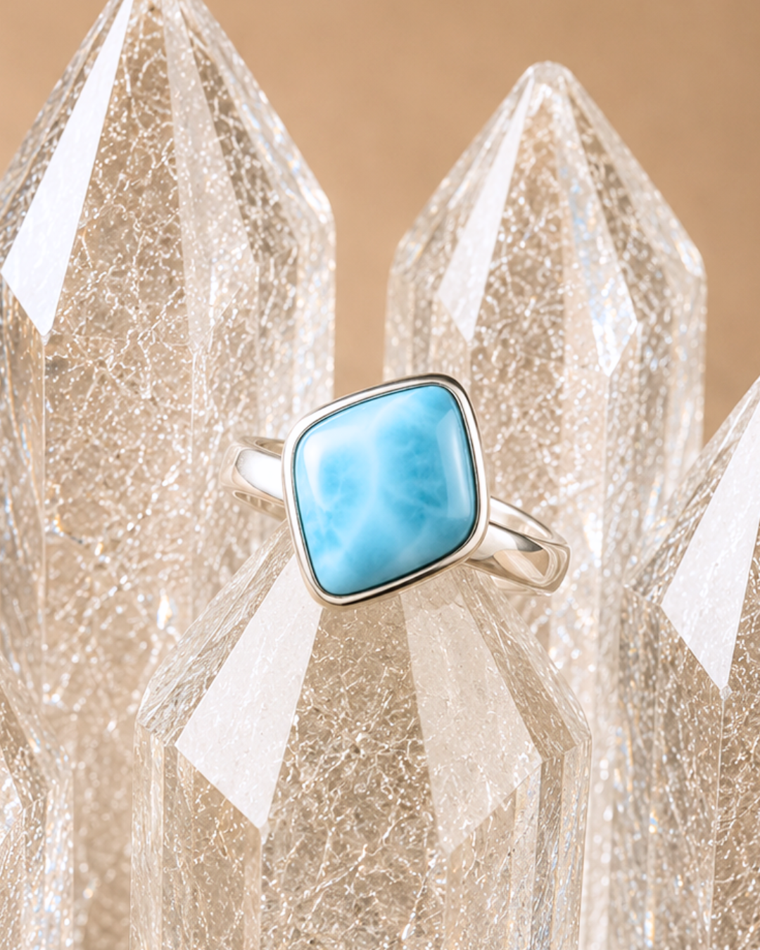 Kite Cut Larimar Ring - Size 9