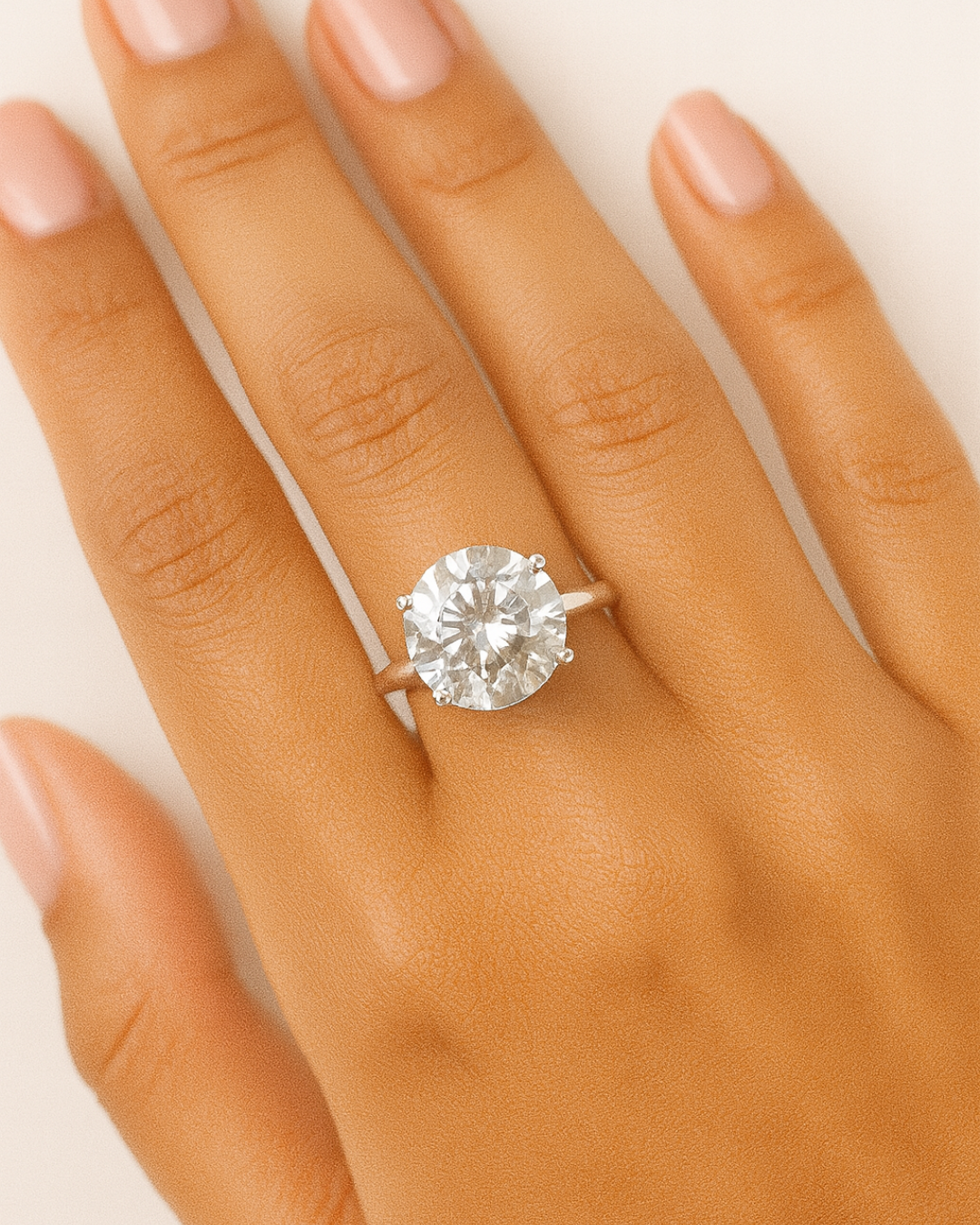 Round Cut Green Amethyst Ring - Size 9