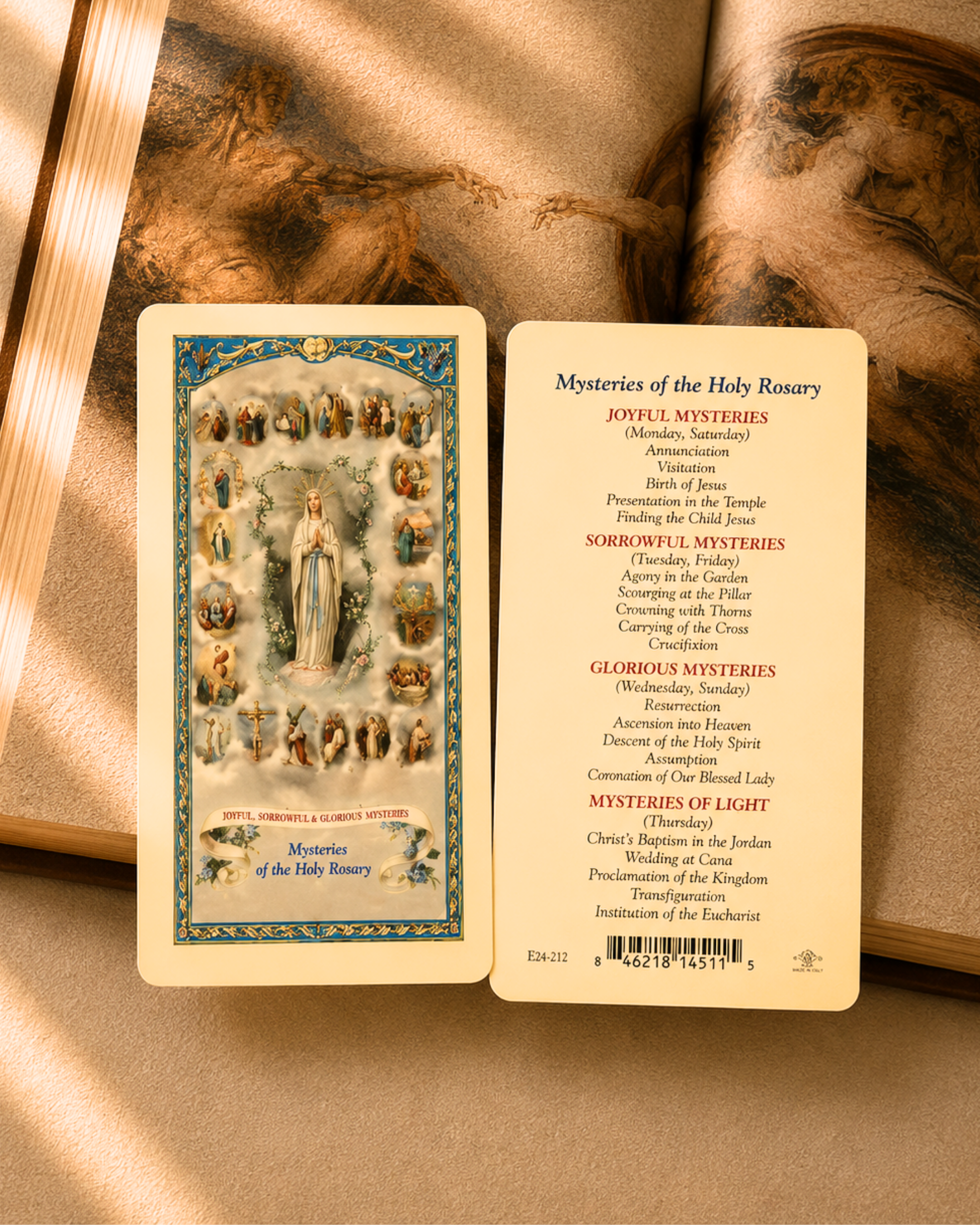 Mysteries of the Rosary Prayer Card