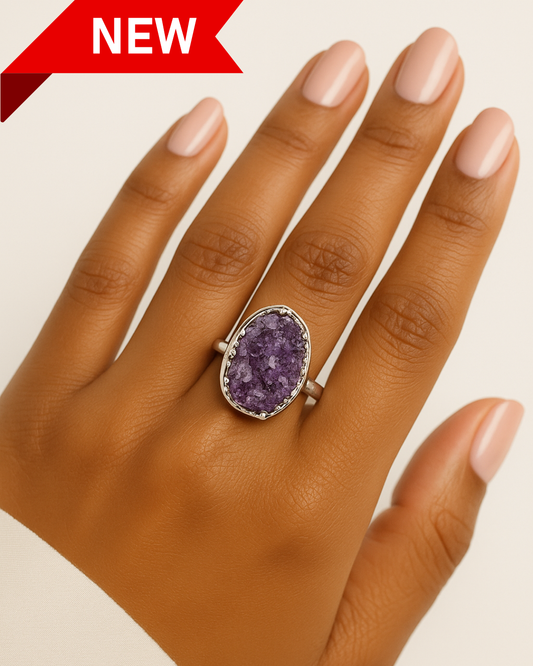 Adjustable Oval Amethyst Cluster