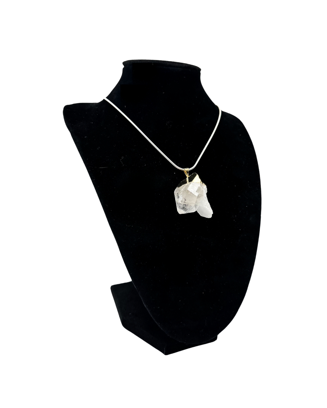 Clear Quartz Cluster Gold Pendant