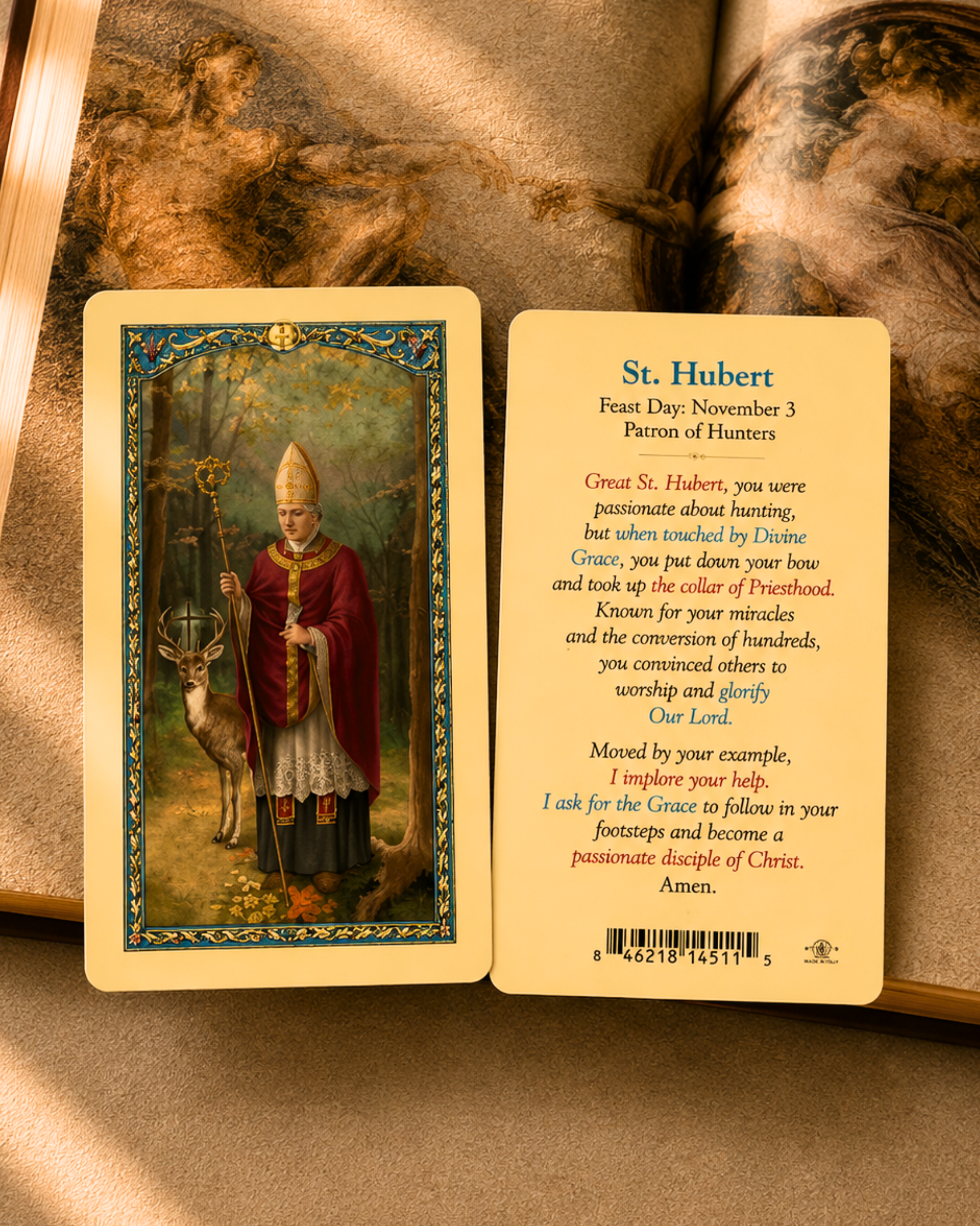 St Hubert Prayer Card