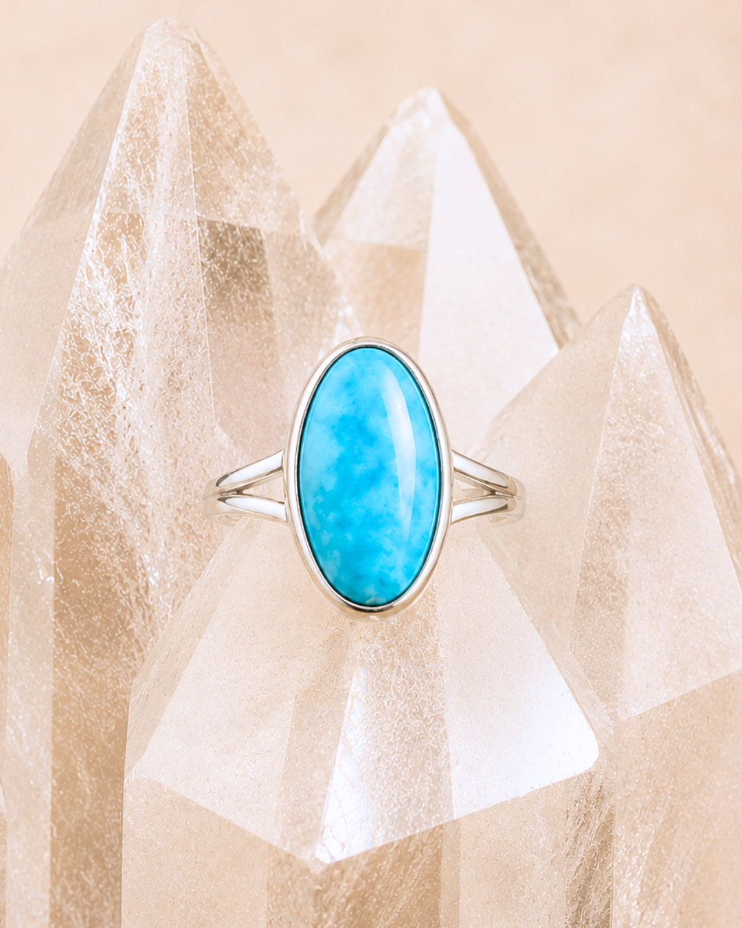 Oval Cut Larimar Ring – Size 7.5