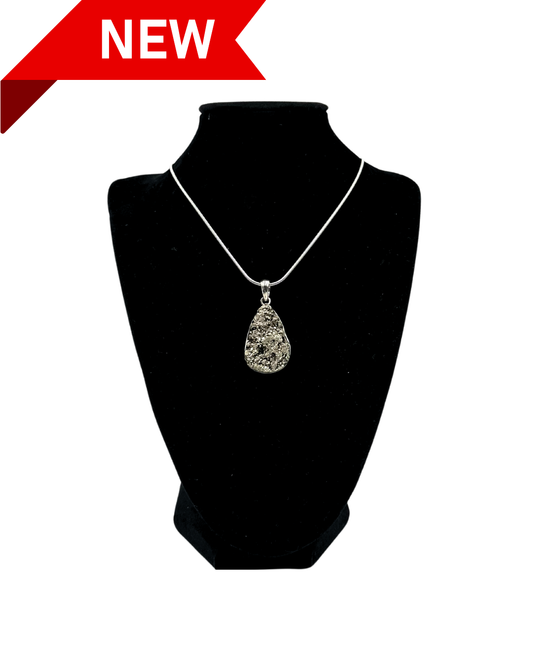 Drop Pyrite Pendant Necklace