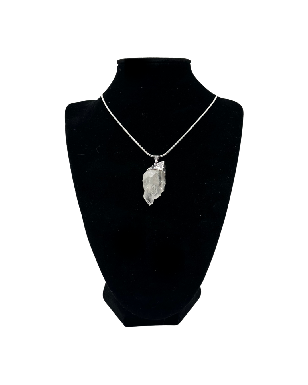 Clear Quartz Cluster Silver Pendant Necklace