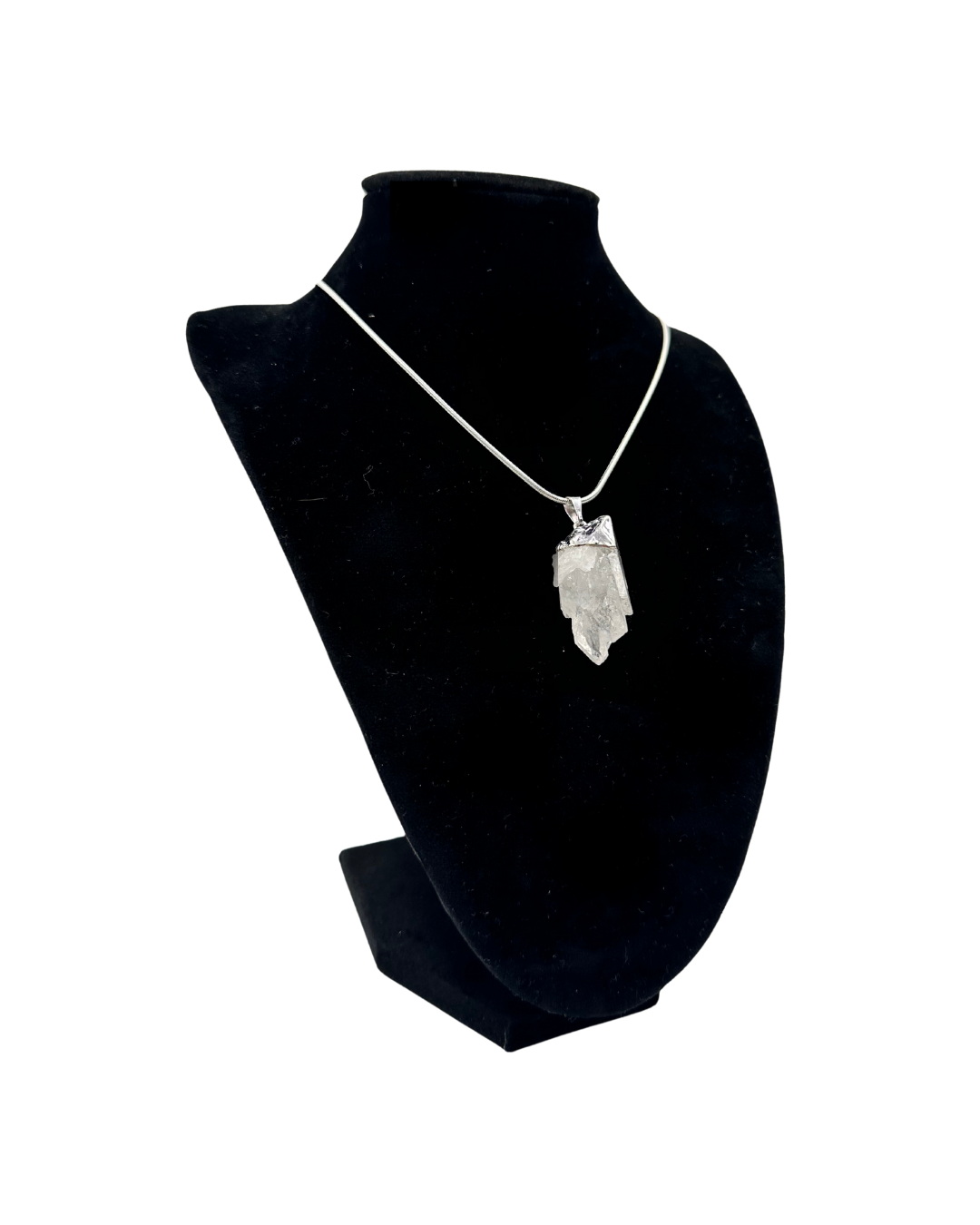 Clear Quartz Cluster Silver Pendant Necklace