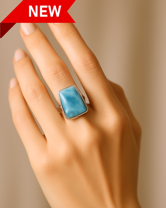 Trapezoid Cut Larimar Ring – Size 8