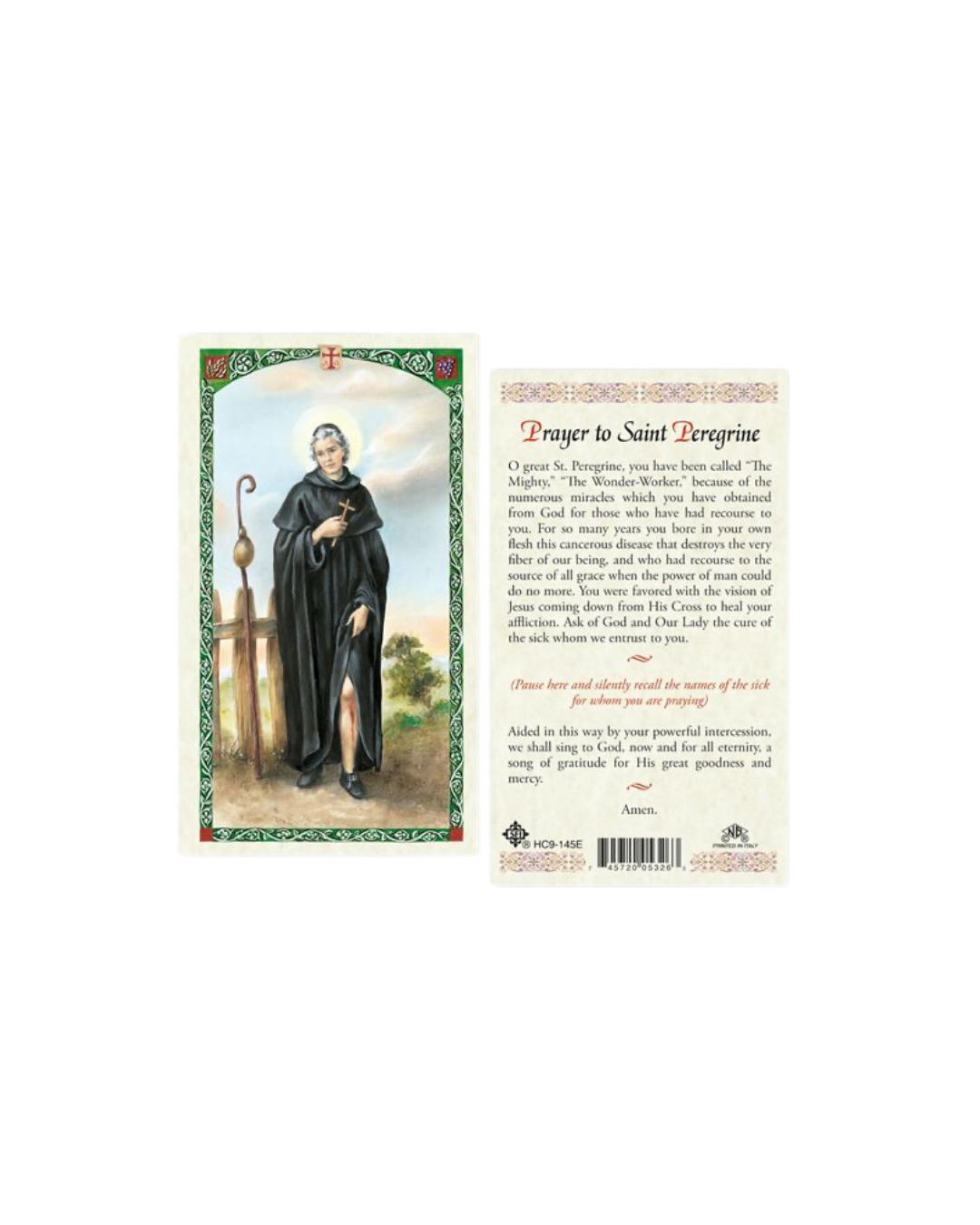 St. Peregrine Prayer Card