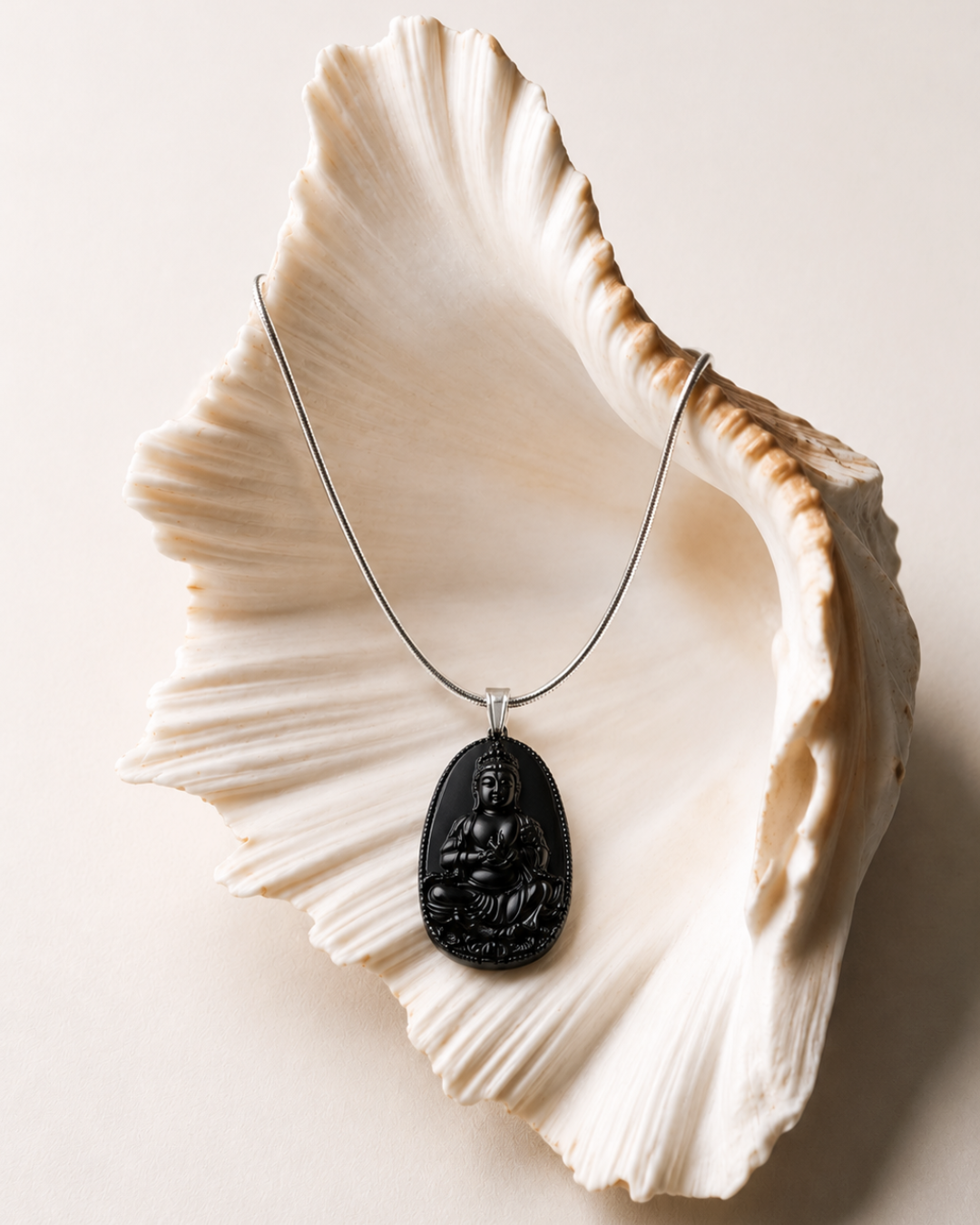 Obsidian Buddha Pendant Necklace