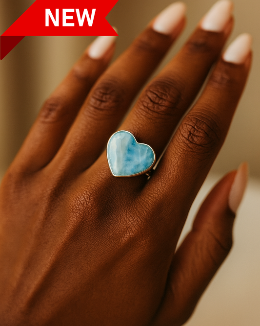 Heart Cut Larimar Ring – Size 7