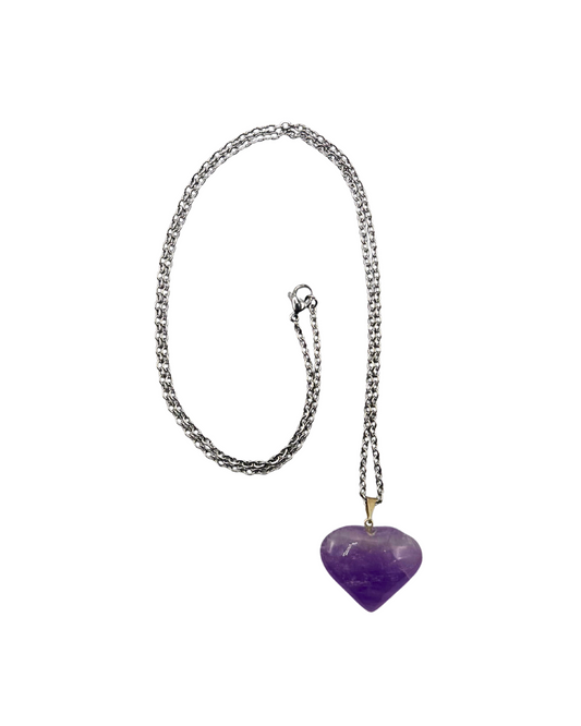Heart Shaped Amethyst Pendant with Necklace