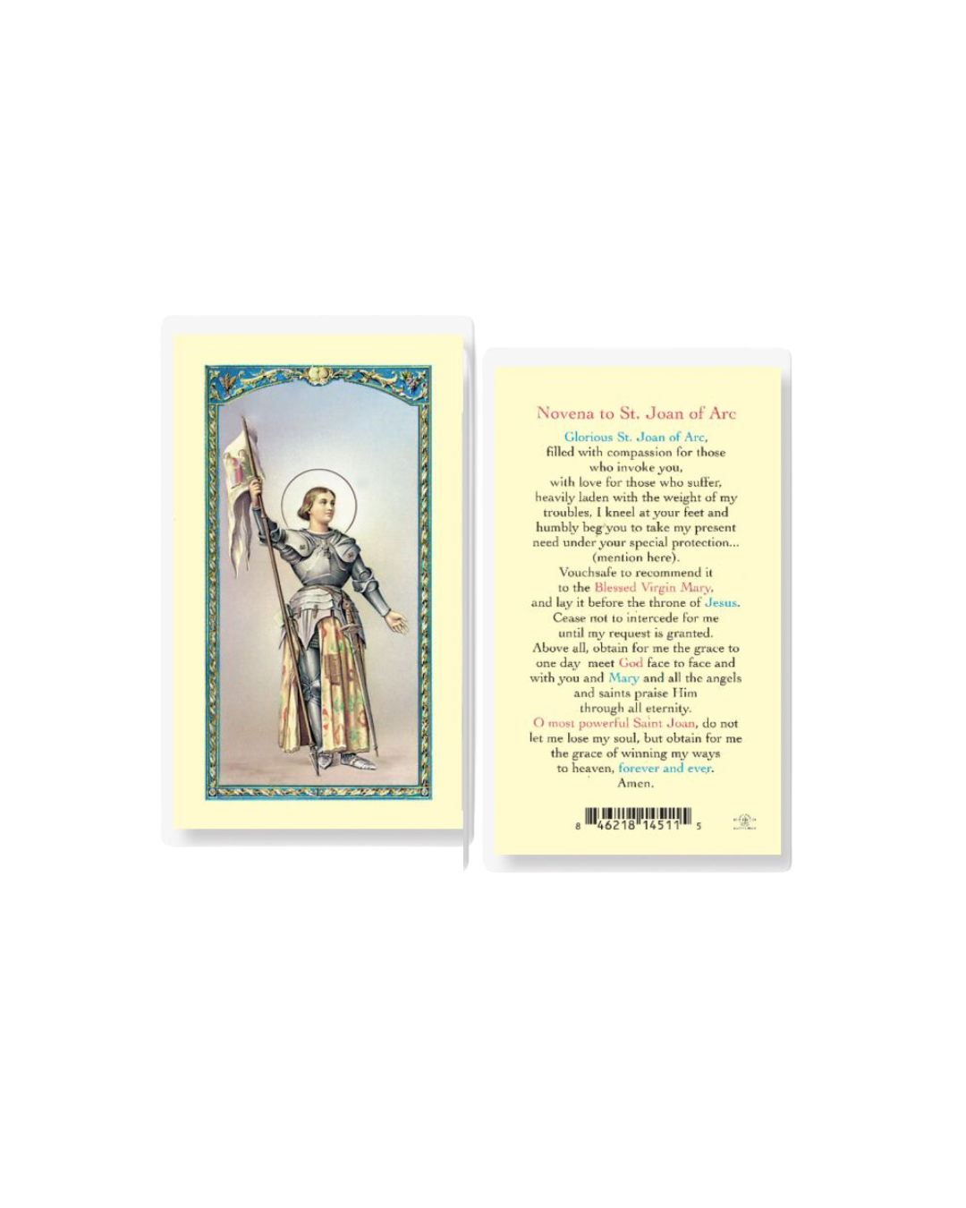 St. Joan of Arc Prayer Card