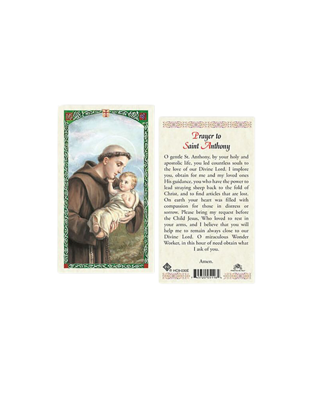 Tarjeta de oración de San Antonio
