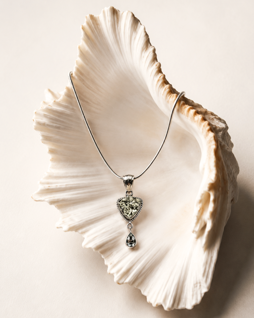 Pyrite Shield with Teardrop Accent Pendant Necklace